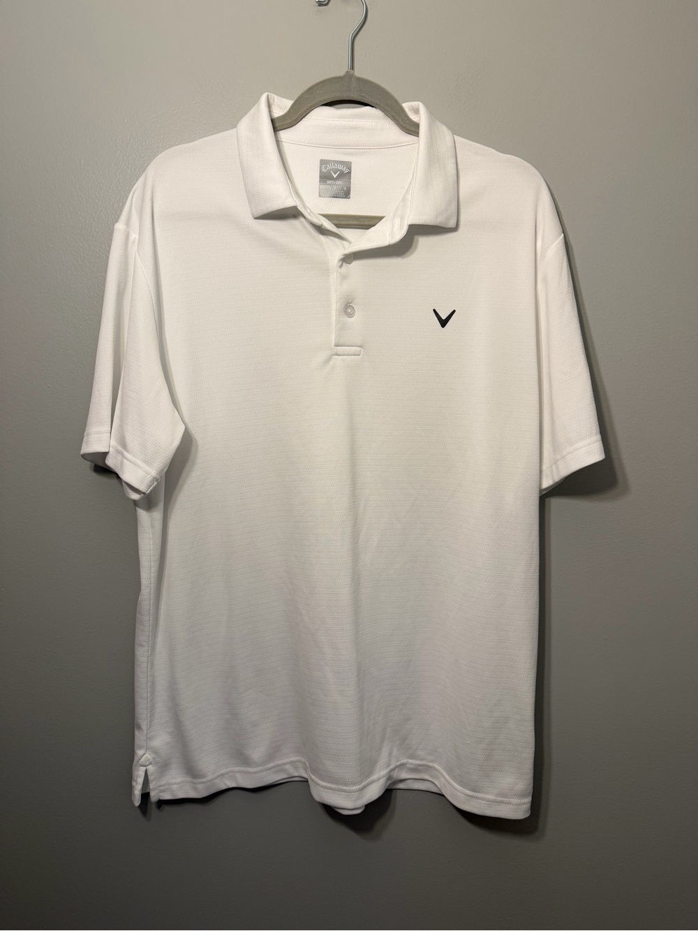 Callaway White Men’s Golf Polo with Small Black Chevron